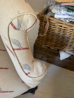 Brocante Gramon - Skier Linen Antique Wing Armchair