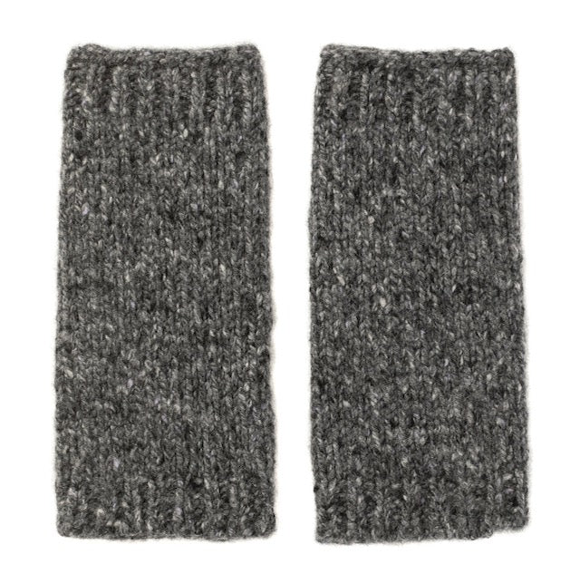 Brocante Gramon - Aran Donegal Knitted Cashmere Wristwarmers  - Mid Grey