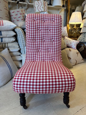 Brocante Gramon - Red and White Gingham Antique Bedroom Chair