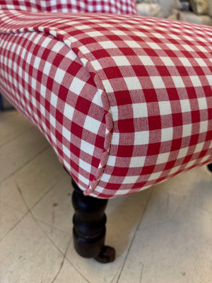 Brocante Gramon - Red and White Gingham Antique Bedroom Chair