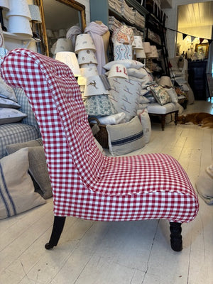 Brocante Gramon - Red and White Gingham Antique Bedroom Chair