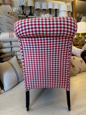 Brocante Gramon - Red and White Gingham Antique Bedroom Chair