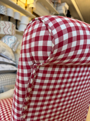 Brocante Gramon - Red and White Gingham Antique Bedroom Chair