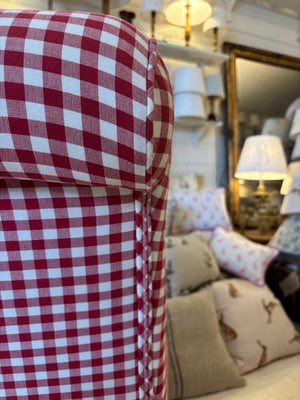 Brocante Gramon - Red and White Gingham Antique Bedroom Chair