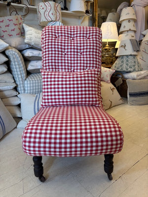 Brocante Gramon - Red and White Gingham Antique Bedroom Chair