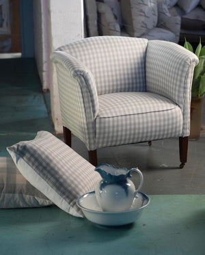 Brocante Gramon - Vintage Armchair in Pale Blue Gingham