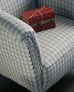 Brocante Gramon - Vintage Armchair in Pale Blue Gingham