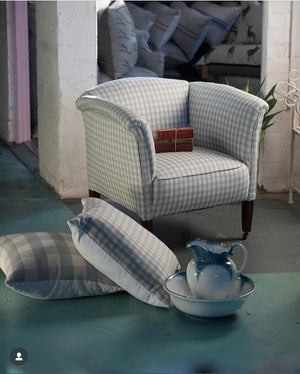 Brocante Gramon - Vintage Armchair in Pale Blue Gingham