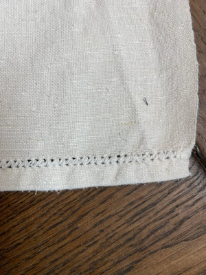 Brocante Gramon - Antique Linen Table Runner - Violet Embroidered Flowers