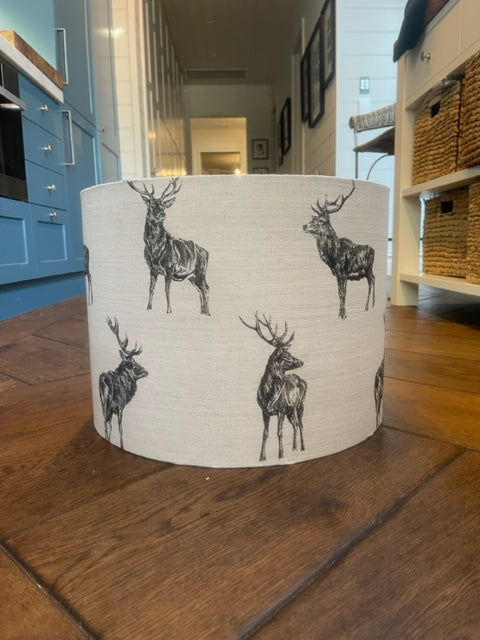 Brocante Gramon - English Linen Stag Drum lampshade