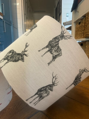 Brocante Gramon - English Linen Stag Drum lampshade