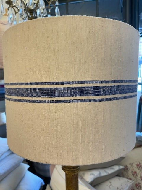 Brocante Gramon - Antique Hungarian grainsack linen lampshade - blue