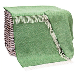 Brocante Gramon - Merino Cashmere Throw - Green Herringbone