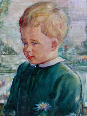 Brocante Gramon - Vintage Un Petit Prince oil painting on canvas mounted on timber frame