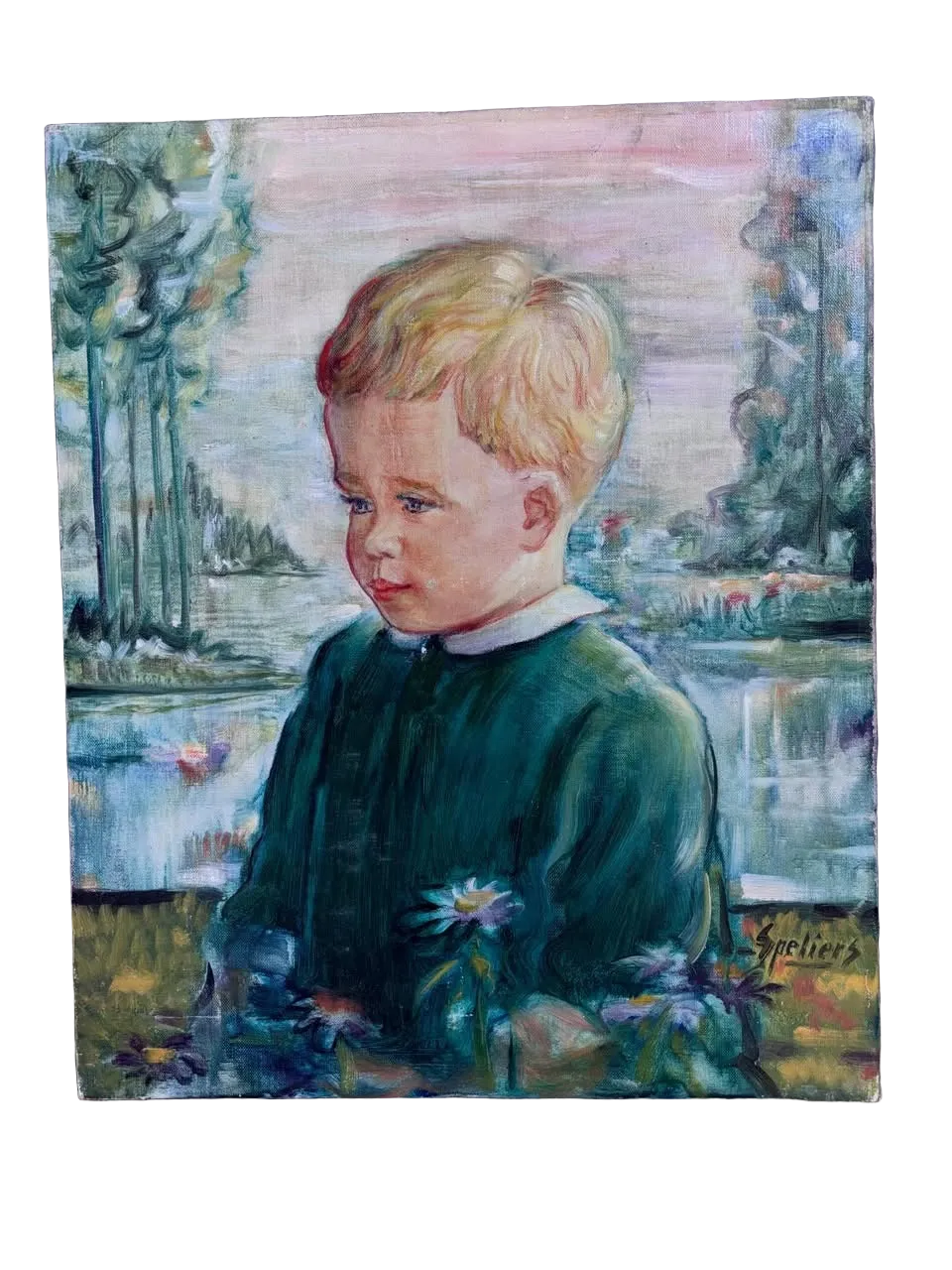 Brocante Gramon - Vintage Un Petit Prince oil painting on canvas mounted on timber frame