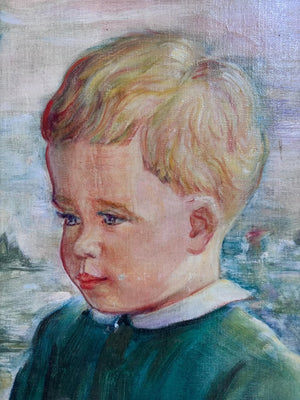 Brocante Gramon - Vintage Un Petit Prince oil painting on canvas mounted on timber frame