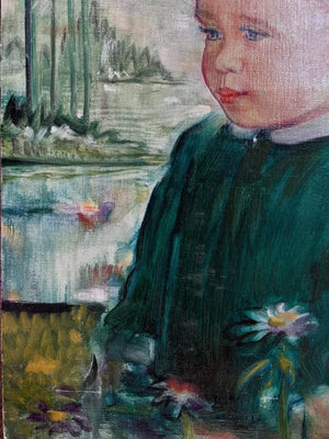 Brocante Gramon - Vintage Un Petit Prince oil painting on canvas mounted on timber frame