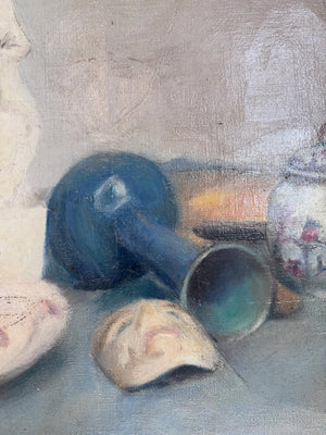 Brocante Gramon - Vintage French mask still-life painting on canvas