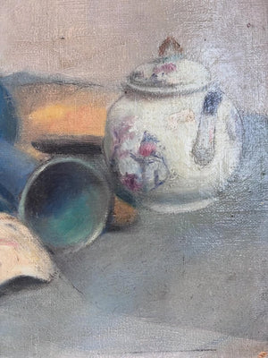 Brocante Gramon - Vintage French mask still-life painting on canvas