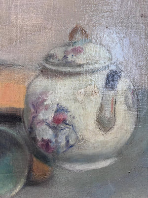 Brocante Gramon - Vintage French mask still-life painting on canvas