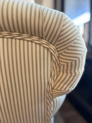 Brocante Gramon - Sage Green Ticking Armchair