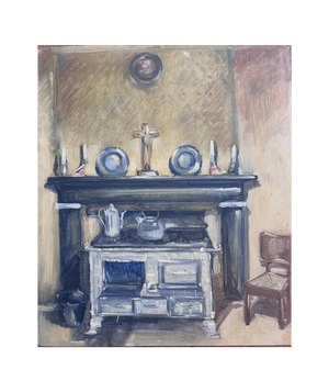 Brocante Gramon - Vintage French rural kitchen oil painting on board