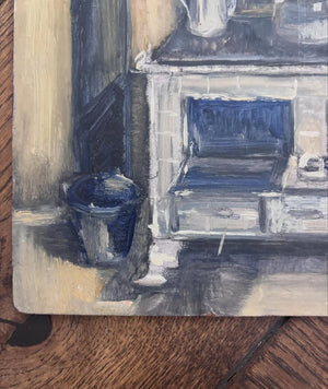 Brocante Gramon - Vintage French rural kitchen oil painting on board