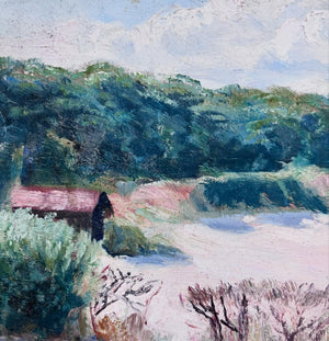 Brocante Gramon - Vintage French rural seaside scene painting on canvas