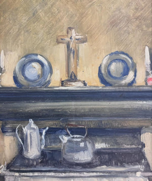 Brocante Gramon - Vintage French rural kitchen oil painting on board