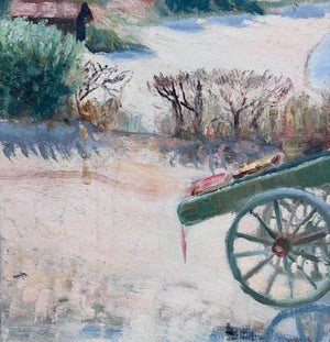 Brocante Gramon - Vintage French rural seaside scene painting on canvas