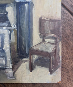 Brocante Gramon - Vintage French rural kitchen oil painting on board
