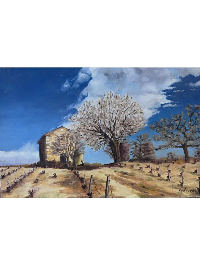 Brocante Gramon - Vintage French rural farm scene painting on canvas