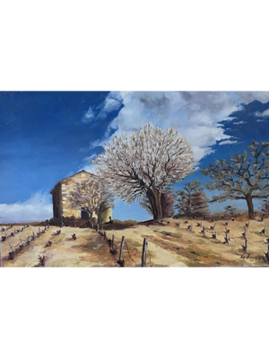 Brocante Gramon - Vintage French rural farm scene painting on canvas