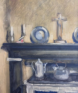 Brocante Gramon - Vintage French rural kitchen oil painting on board