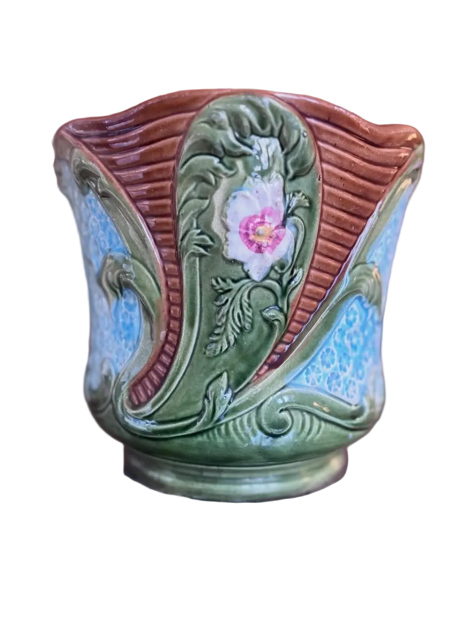 Brocante Gramon - Antique French Majolica floral pot