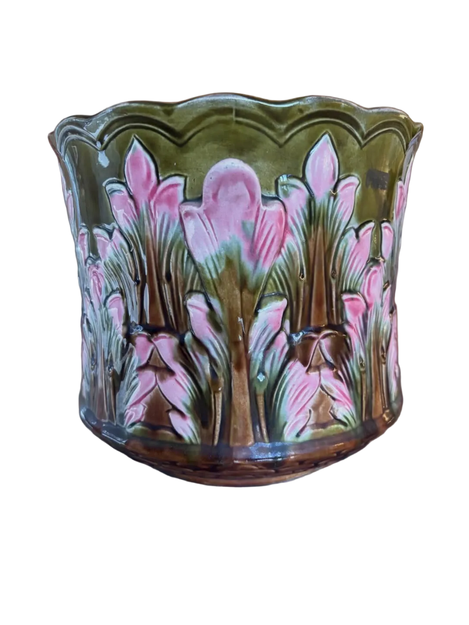 Brocante Gramon - Antique French Majolica crocus floral pot