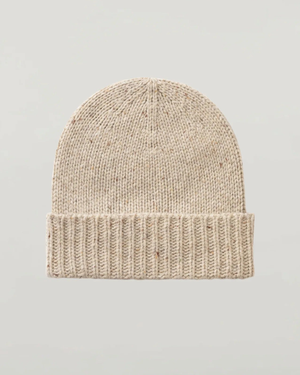 Brocante Gramon - Unisex chunky Donegal Cashmere Ribbed Hat - Cream