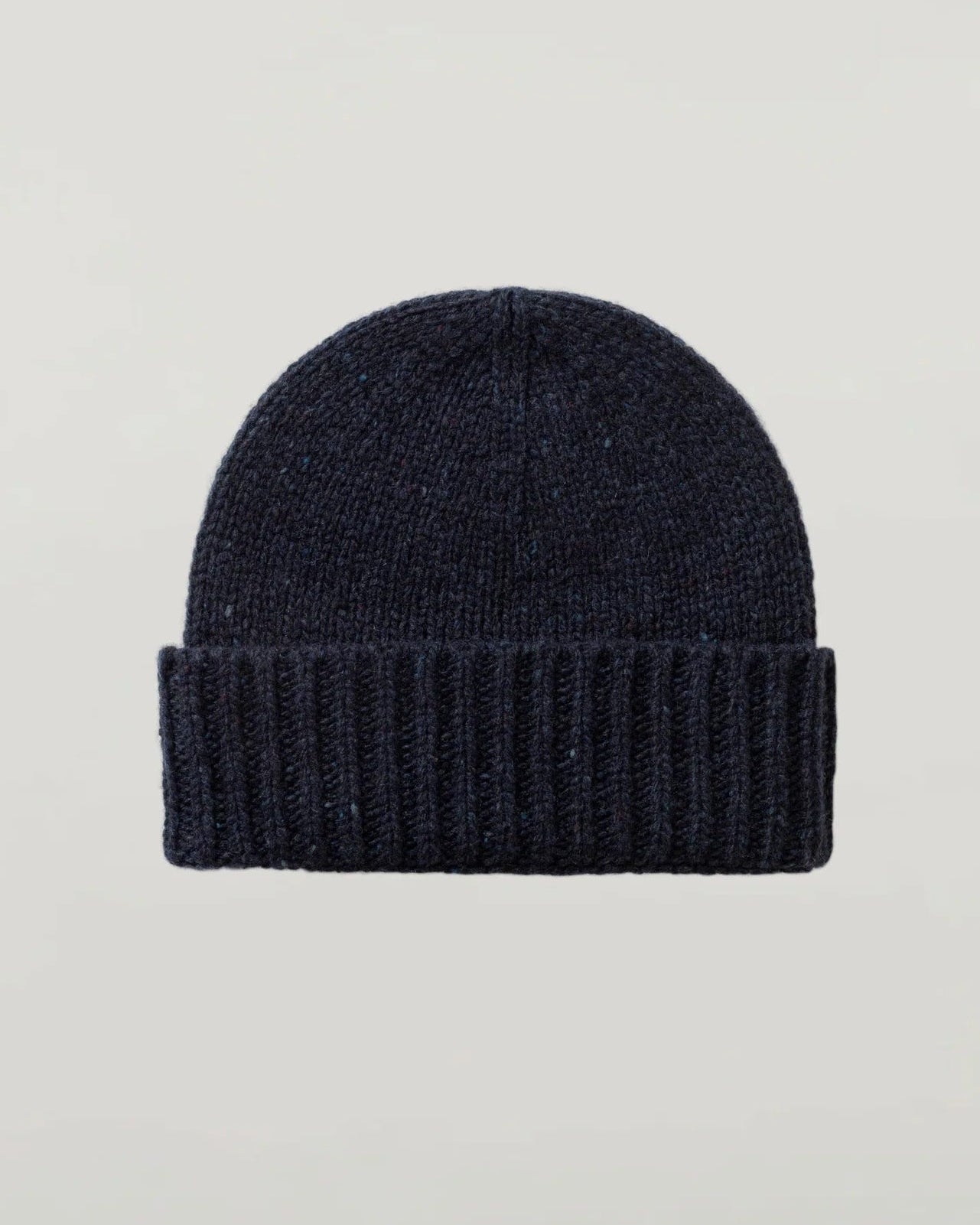 Brocante Gramon - Unisex chunky Donegal Cashmere Ribbed Hat - Navy