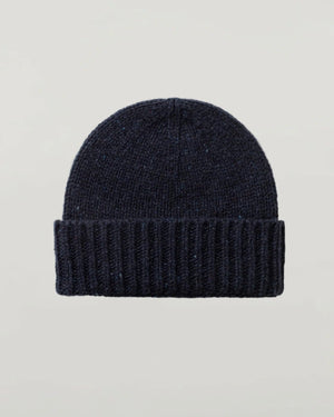 Brocante Gramon - Unisex chunky Donegal Cashmere Ribbed Hat - Navy