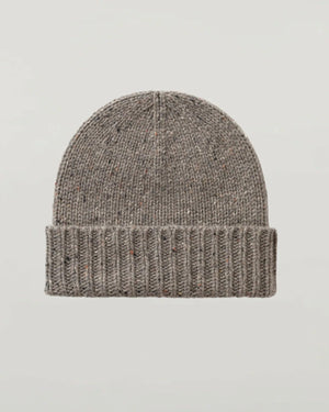 Brocante Gramon - Unisex chunky Donegal Cashmere Ribbed Hat - Peregine Brown