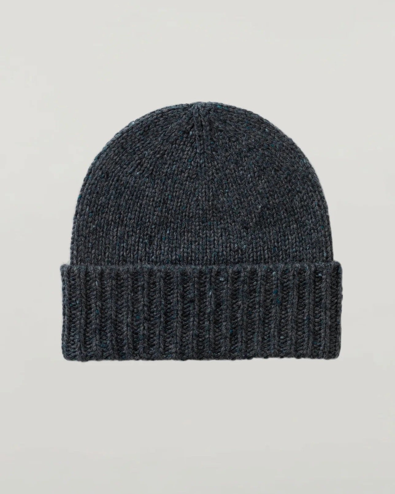 Brocante Gramon - Unisex chunky Donegal Cashmere Ribbed Hat - Storm Blue