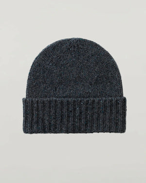 Brocante Gramon - Unisex chunky Donegal Cashmere Ribbed Hat - Storm Blue