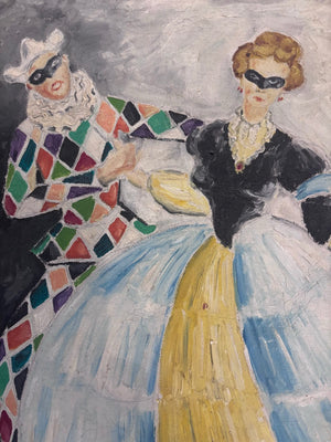 Brocante Gramon - Vintage Venetian Court Jester Painting