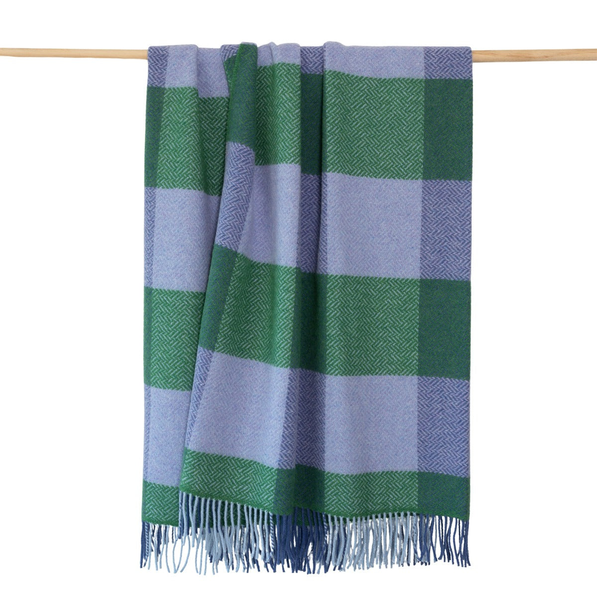 Brocante Gramon - Merino Wool Cashmere Throw - Lavender/Green Block