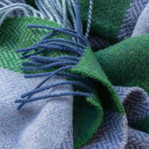 Brocante Gramon - Merino Wool Cashmere Throw - Lavender/Green Block