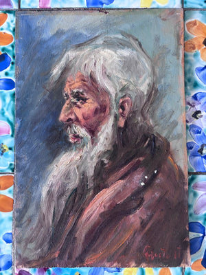 Brocante Gramon - Vintage Italian Oil Painting of an Old Gent