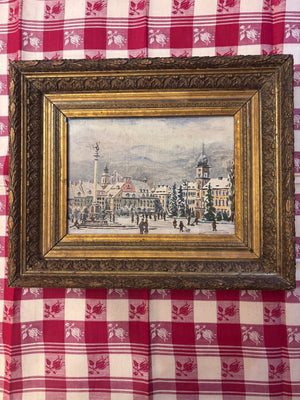 Brocante Gramon - Vintage French Oil Painting of Winter Scene