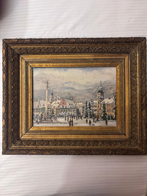 Brocante Gramon - Vintage French Oil Painting of Winter Scene