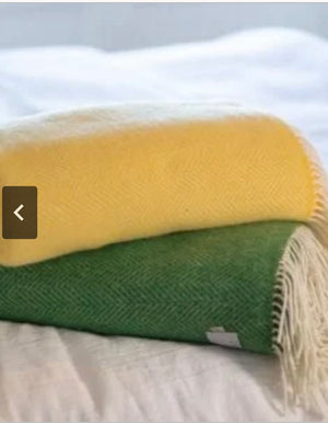 Brocante Gramon - Merino Cashmere Throw - Green Herringbone