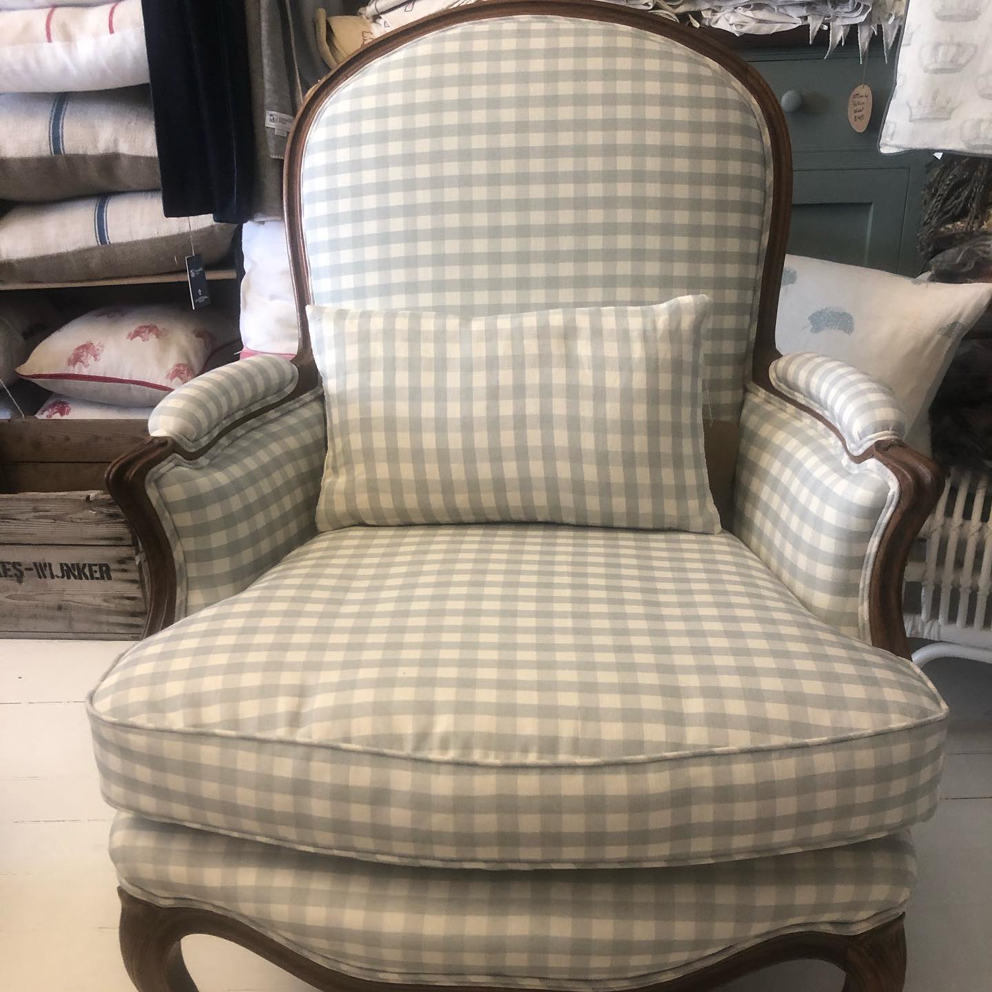 Brocante Gramon - Gingham Linen Armchair